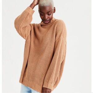 American Eagle Oversized Tan Turtleneck Sweater XS/S